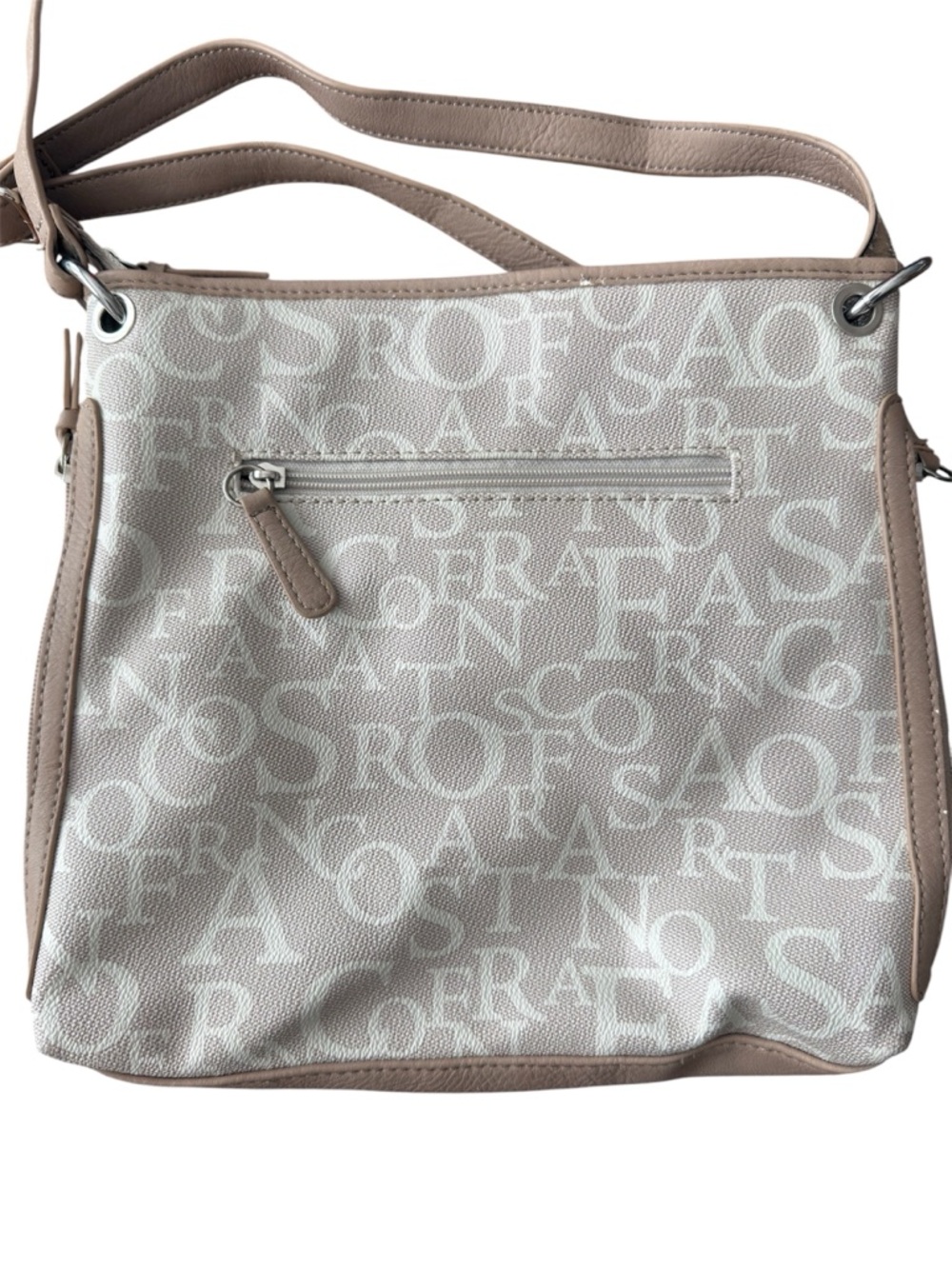 Neutral Monogram Crossbody Bag Multi Zip Beige Taupe Handbag Multi Compartment - Picture 14 of 16